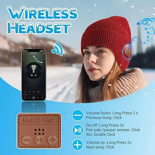 Wireless hat Bluetooth 5.0 Outdoor winter Warm Music cap ear muffs