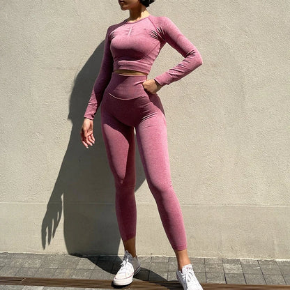 2pcs Women Seamless Yoga Set Workout Clothes