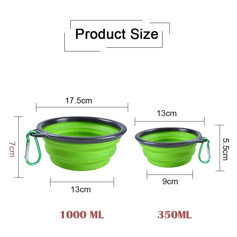 Folding Portable Silicone Dog Feeder Bowl 2 In 1 Pet Dispenser Outdoor