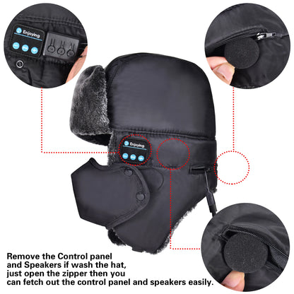 Winter Trapper Hat with Bluetooth Wirelesss Headphones