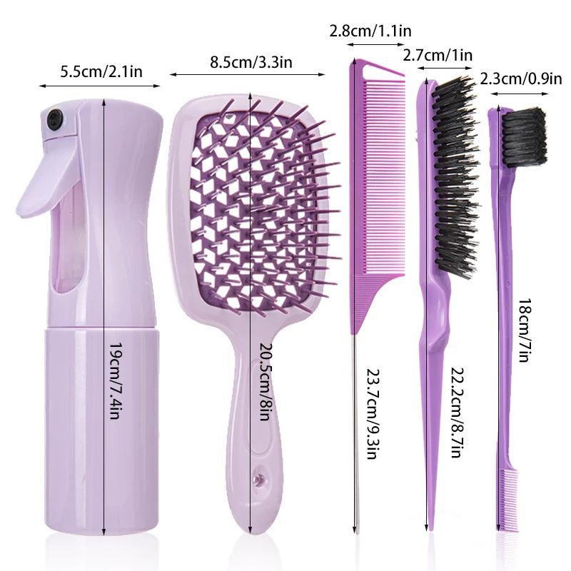 5 Pcs Comb Set Hair Brush Rat Tail