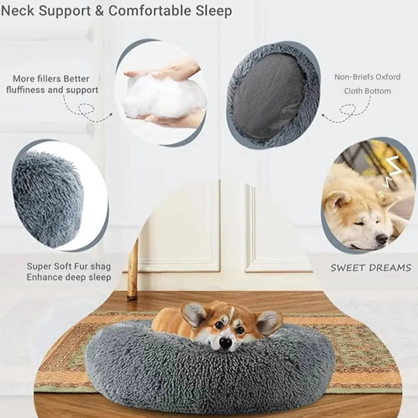 40-90cm Round Pet Bed for Large Dog Bed Super Soft