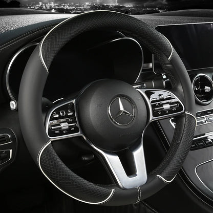 All Seasons Leather Diamond Steering Wheel Cover Universal Fit