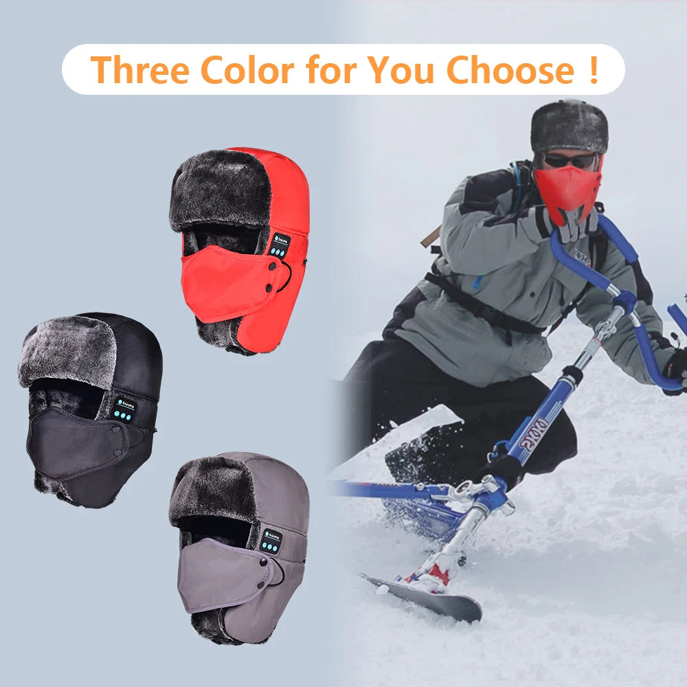 Winter Trapper Hat with Bluetooth Wirelesss Headphones