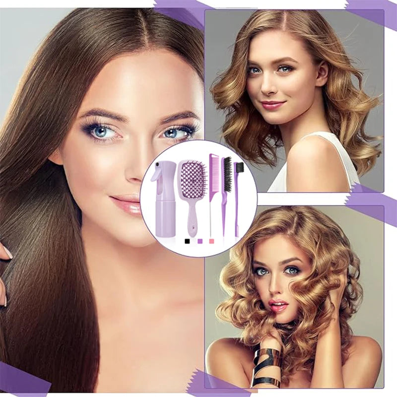 5 Pcs Comb Set Hair Brush Rat Tail