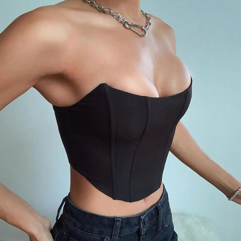 Sleeveless Off Shoulder Velvet Fashion Corset Crop Tops Vest Female Underwear Backless ust