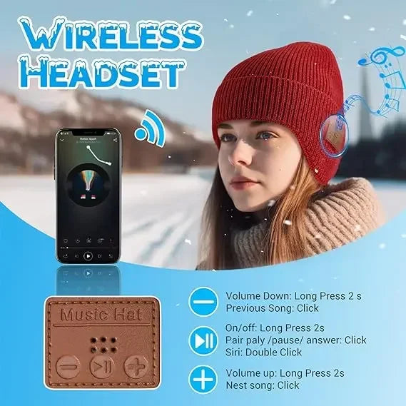 Wireless hat Bluetooth 5.0 Outdoor winter Warm Music cap ear muffs