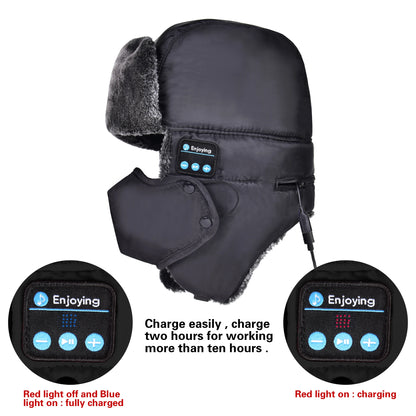 Winter Trapper Hat with Bluetooth Wirelesss Headphones