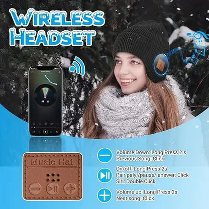 Wireless hat Bluetooth 5.0 Outdoor winter Warm Music cap ear muffs