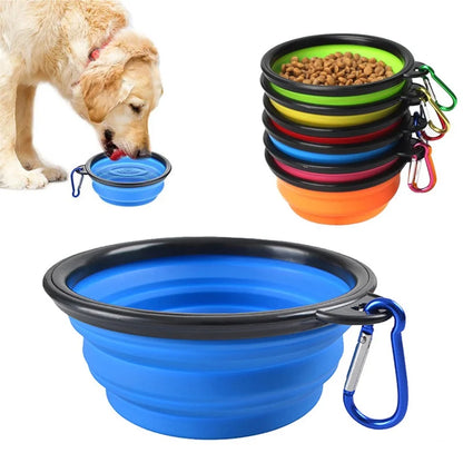 Folding Portable Silicone Dog Feeder Bowl 2 In 1 Pet Dispenser Outdoor